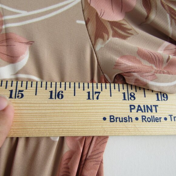 Spiegel Vintage Wrap Dress 12 Tan & Pink Floral Romantic Feminine Classic - Picture 8 of 10